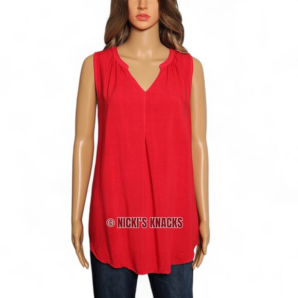 Universal Thread Red Sleeveless Split Neck Soft Rayon Blouse Top Size L - Picture 2 of 9